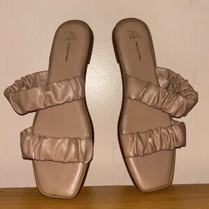 Brown scrunchie sandals size 10